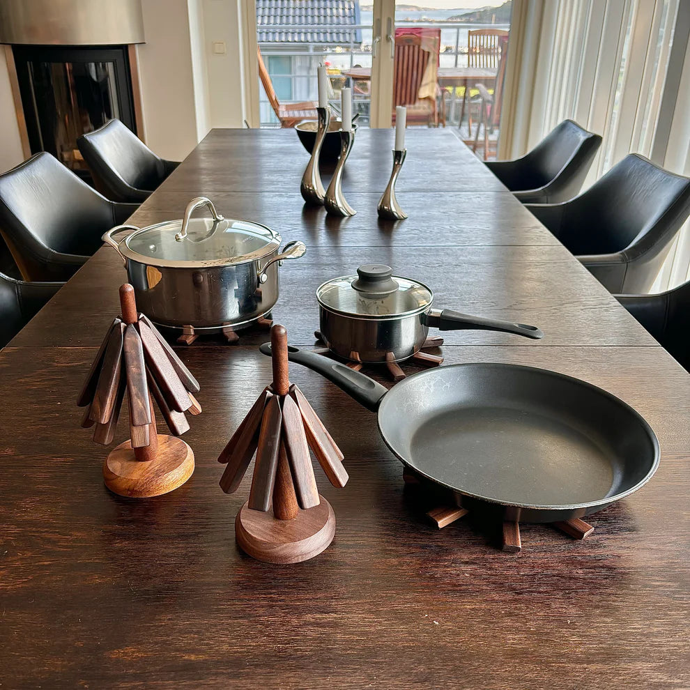 Folding Walnut Trivet Set