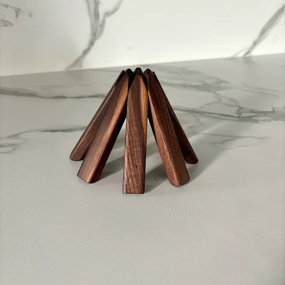 Folding Walnut Trivet Set