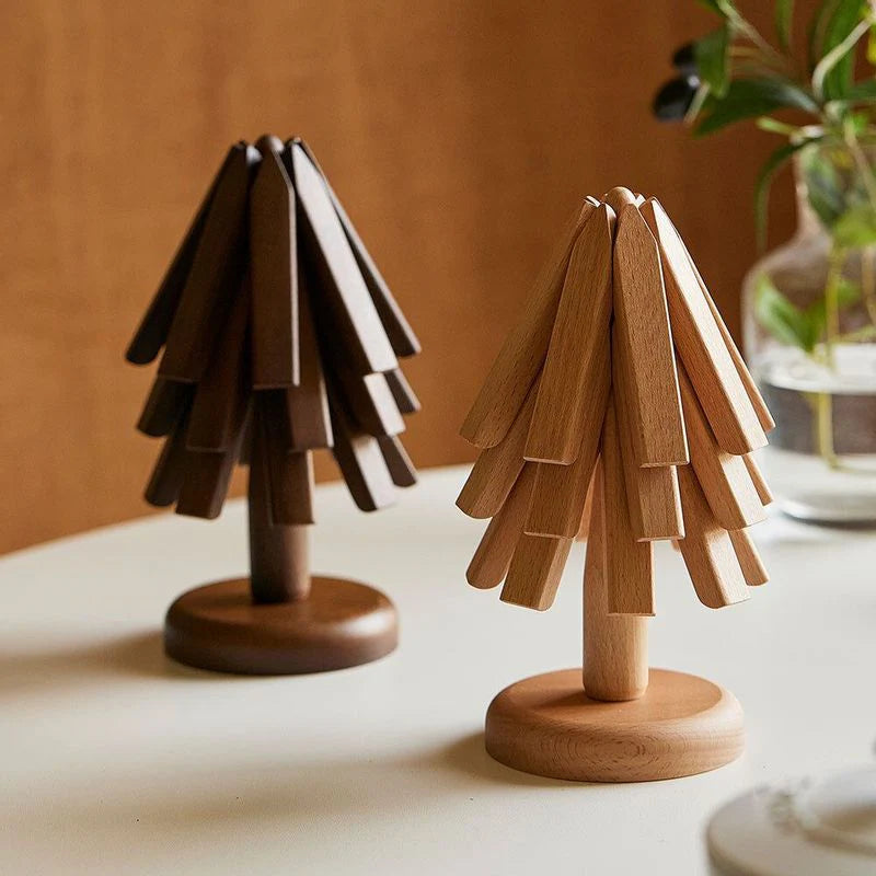 Folding Walnut Trivet Set