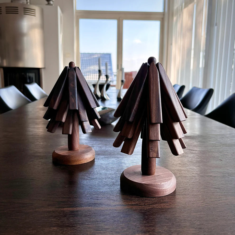 Folding Walnut Trivet Set