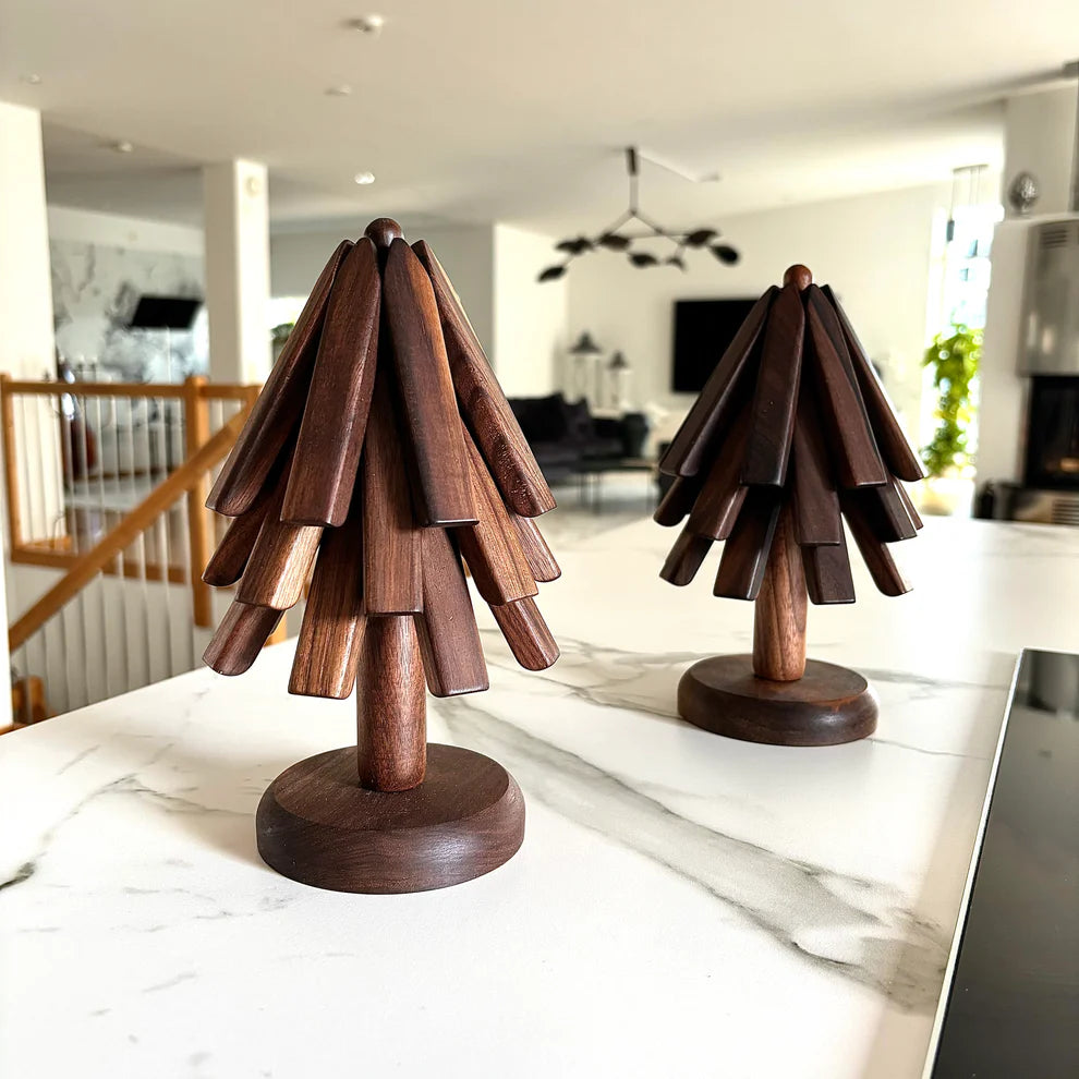 Folding Walnut Trivet Set